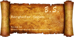 Berghofer Sebes névjegykártya